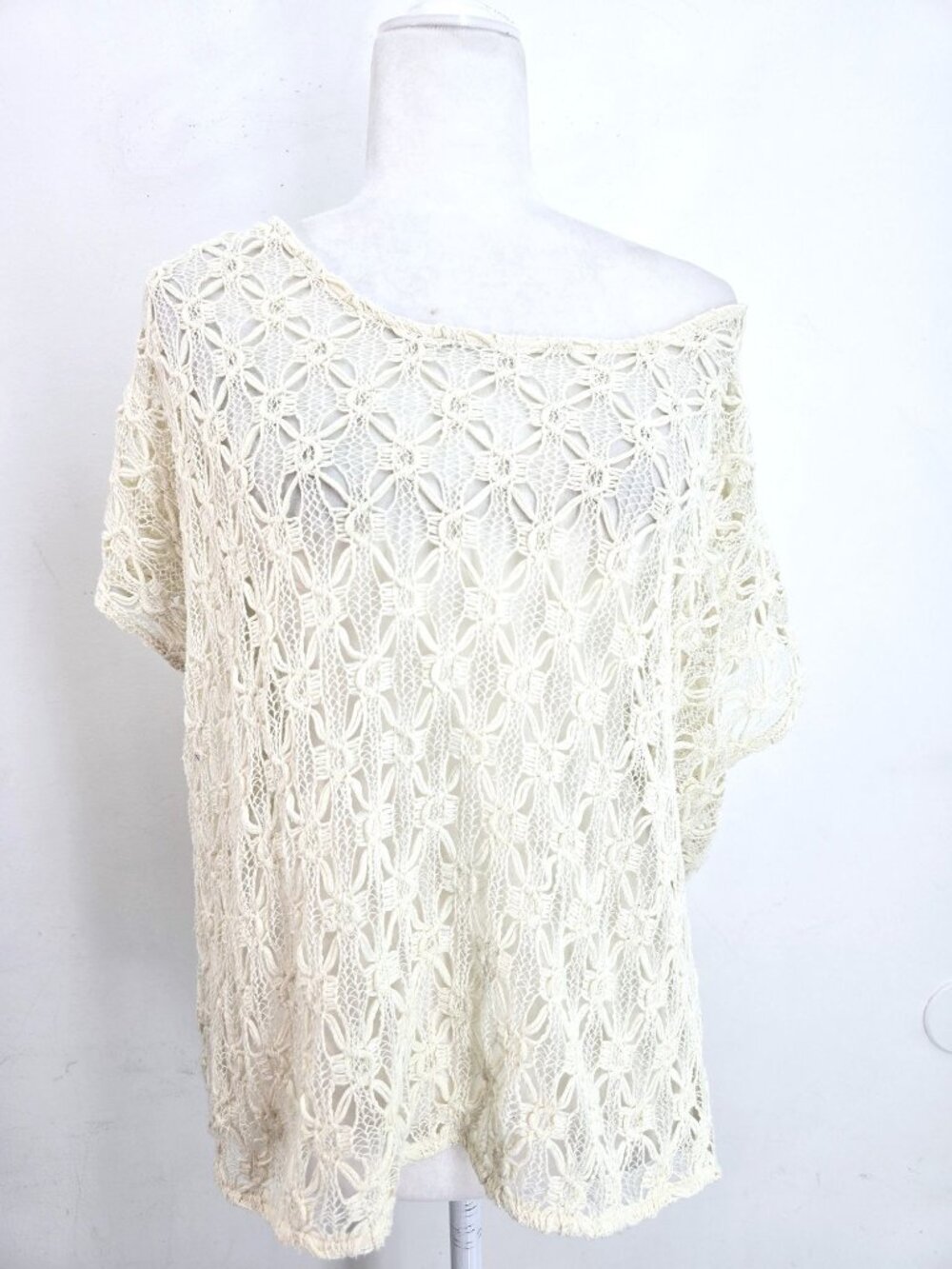 Coldwater Creek Cream Crochet Floral Scoop Neck Top Women Size 1X Plus